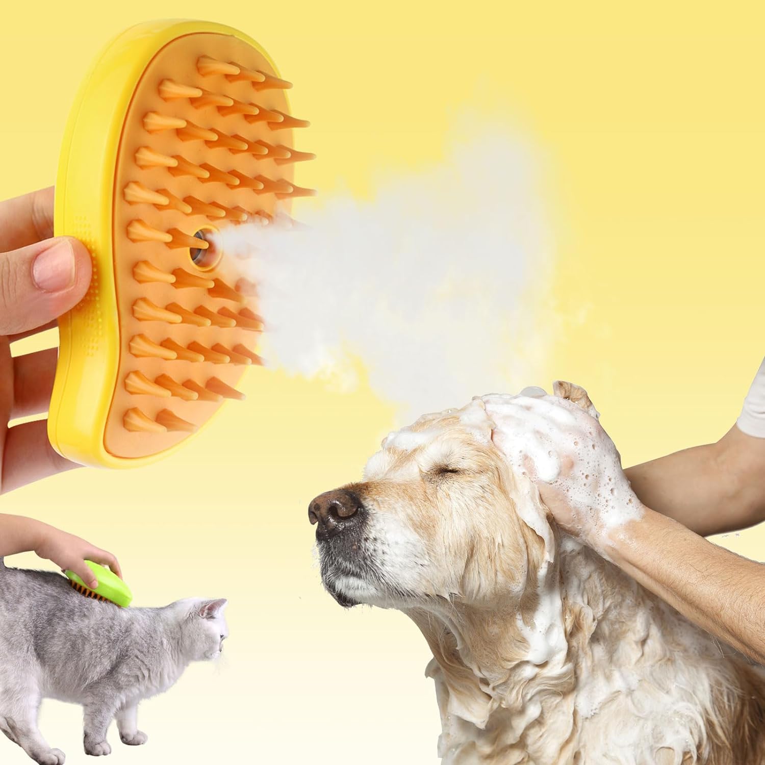 1 Rechargeable Steamy Pet Brush (yellow) - $19.99
